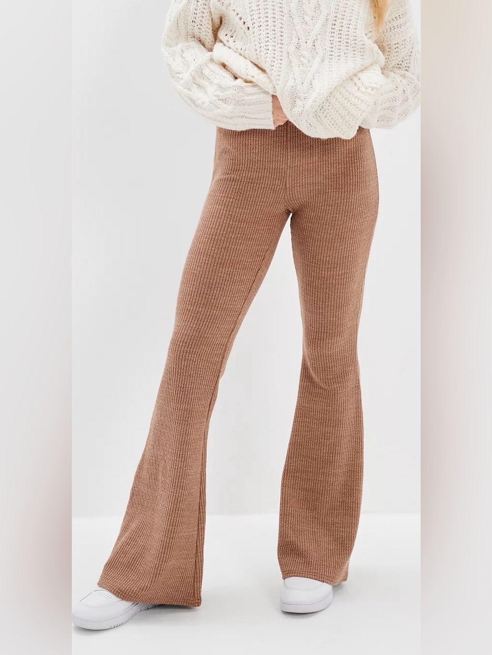 AE Super High-Waisted Sweater Texture  Flare Pants